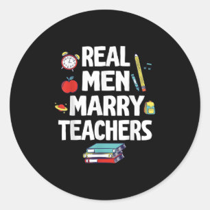 Echte Mannen Trouwen Leraren Happy Wedding Marry D Ronde Sticker