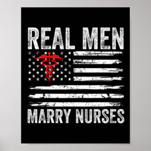 Echte Mannen Trouwen Verpleegkundigen Grappig Verp Poster