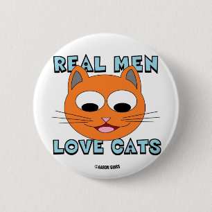 ECHTE MANNEN VERLIESEN VANGSTVANGST Ginger Kat Fac Ronde Button 5,7 Cm