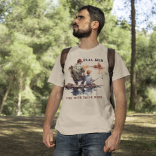 Echte Mannen Vissen met Hun Kinder Vist T-shirt