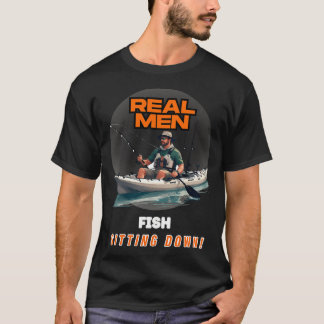 Echte mannen vissen zittend t-shirt