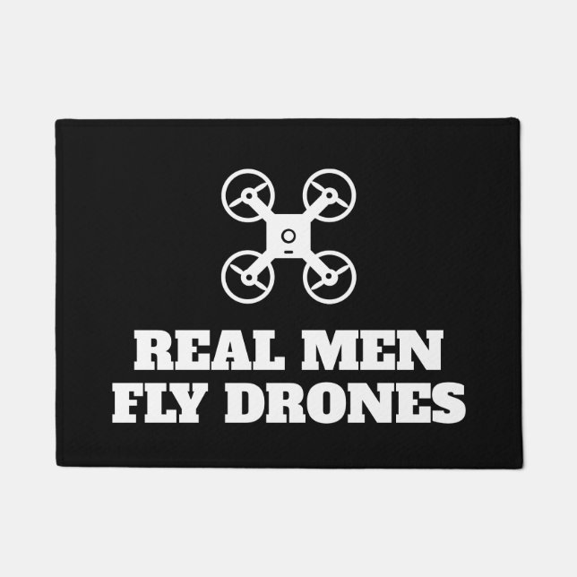 Echte mannen vliegen drones grappige deurmat voor  (Voorkant)