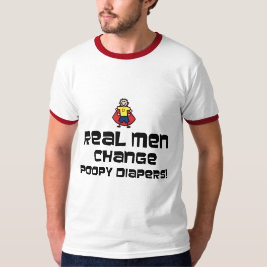 Echte Mannen wijzigen beleidsdiapers T-shirt (Voorkant)