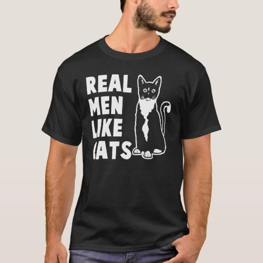 Echte Mannen zoals katten T-shirt (Voorkant)
