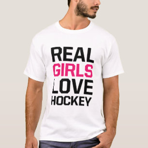 Echte meisjes houden van hockey t-shirt