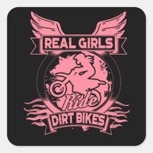 Echte meisjes ride vuile fietsen voor motocross-vr vierkante sticker