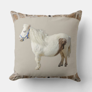 Echte miniatuur pony mini WIT PAARD klein dier Kussen