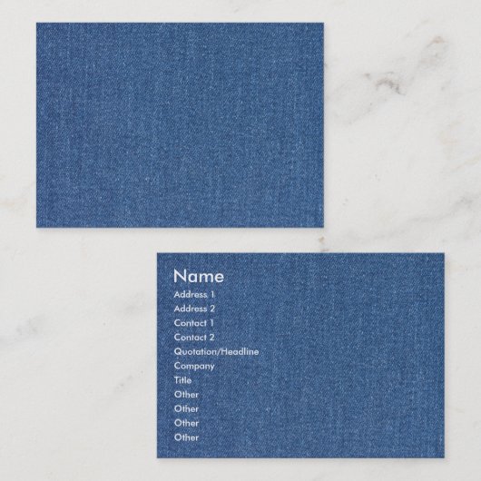 Echte mode jean denim visitekaartje (Voorkant / Achterkant)