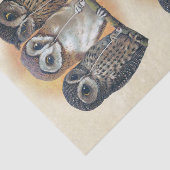 Echte (niet AI) pijp roken uilen illustratie Tissuepapier (Detail)