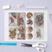 Echte (niet AI) Robin Bird Ephemera Fussy Cuts Tissuepapier (Craft)