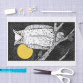 Echte (niet AI) Uil & Volle Maan Tissuepapier (Craft)