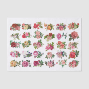 Echte (niet AI) Vintage Kleine Botanische Bloemen Tissuepapier