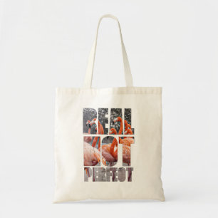 Echte niet Perfecte Citaat Flamingo Tropical Birds Tote Bag
