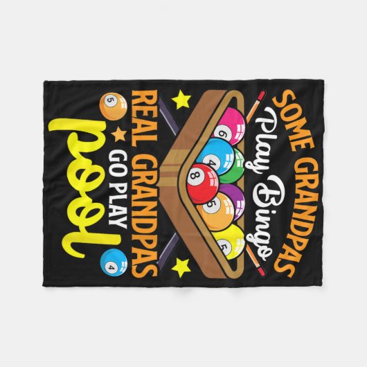 Echte opa's Grappig Pool Speler Biljart Fleece Deken (Voorkant (Horizontaal))