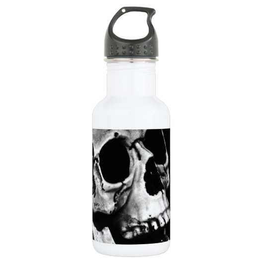 Echte Oude Greyscale Schedel Waterfles (Voorkant)