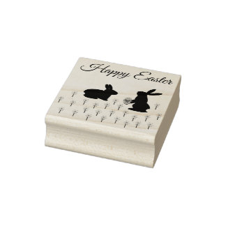 Echte paasbundels en deaffodis 	rubberstempel