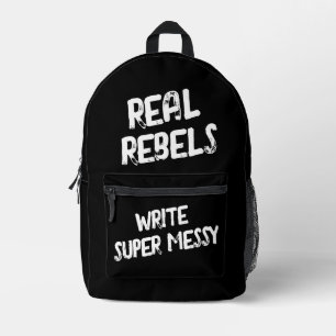 Echte Rebellen Schrijven Super Rommelig, Cool Zwar Bedrukte Rugzak