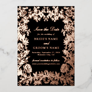 Echte Roze Gouden Folie Trouwkaart Save the Date K Uitnodiging