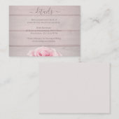 Echte Roze Rozen Rustiek Chic Wedding Hotel Detail Informatiekaartje (Voorkant / Achterkant)