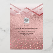 ECHTE ROZENGOUDEN FOLIE All-in-1 Trouw QR Code Gla Folie Uitnodiging (Achterkant)