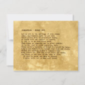 Echte Schrijfmachine Shakespeare Sonnet 116 (CXVI) Kaart (Achterkant)