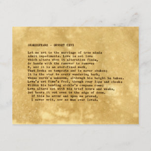 Echte schrijfmachine Shakespeare Sonnet 116 (CXVI) Kaart