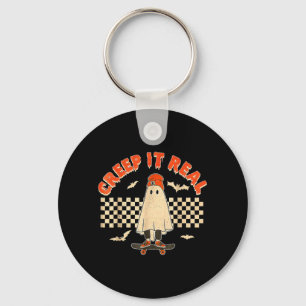 Echte Skateboardende Geest Retro Halloween Kostuum Sleutelhanger