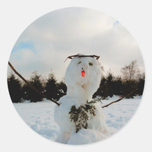 Echte sneeuwfoto ronde sticker