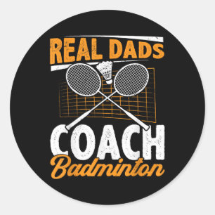 Echte vaders coach badminton badminton speler shut ronde sticker