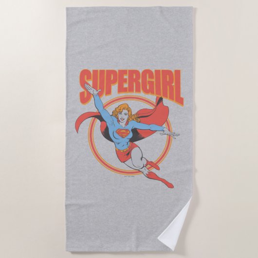 Echte Vintage Supergirl Vliegend Grafisch Strandlaken (Voorkant)