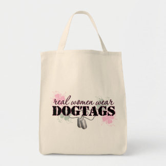 Echte vrouwen Draag Dog Tags! Tote Bag