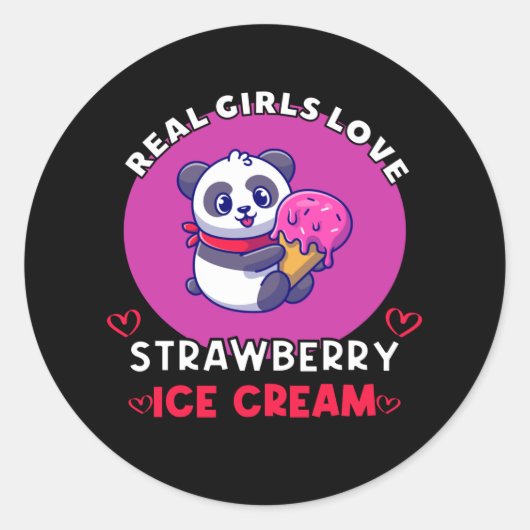 Echte vrouwen houden van aardbei ijs ronde sticker (Voorkant)