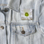 echte witte dagbloem bruiloft vierkante button 5,1 cm (In situ)