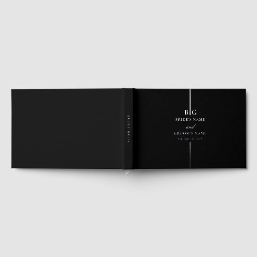 Echte Zilveren Folie Minimale Elegante Monogram Hu Gastenboek (Volledig)