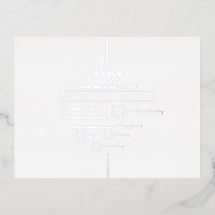 Echte zilveren folie Monogram bruiloft RSVP Uitnodiging Briefkaart