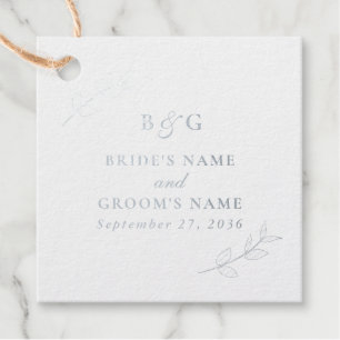 Echte zilverfolie bladeren elegante monogram bruil bedankjes labels