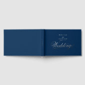 Echte zilverfolie Elegante luxe blauwe bruiloft Gastenboek (Volledig)