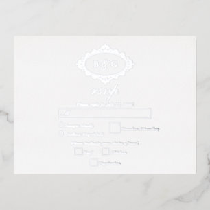 Echte zilverfolie krans witte trouw-RSVP Folie Uitnodiging Briefkaart