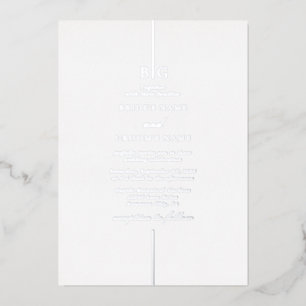 Echte zilverfolie Minimalistische Elegante Monogra Folie Uitnodiging