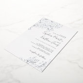 Echte zilverfolie weelderige Roos bruiloft Folie Uitnodiging (Gedraaid)