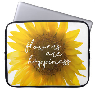 Echte Zonnebloem Foto Veld Bloemen Zijn Geluk Laptop Sleeve