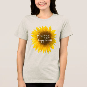 Echte Zonnebloem Foto Veld Bloemen Zijn Geluk Tri-Blend Shirt