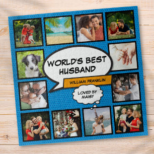 Echtgenoot 12 foto collage stripboek leuk blauw legpuzzel
