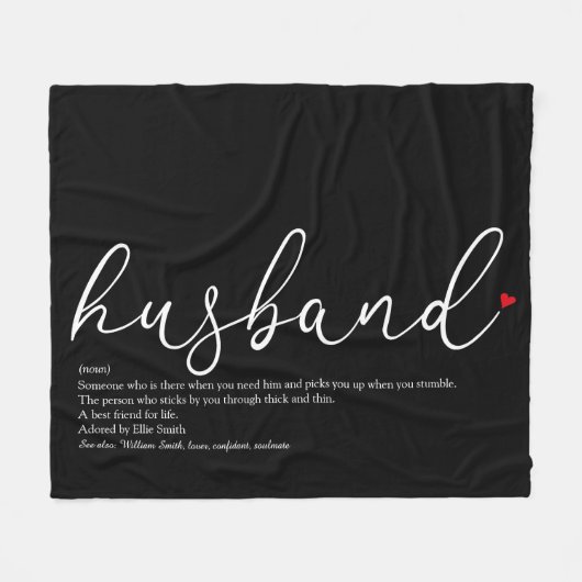Echtgenoot Definitie Script Liefde Hart Fleece Deken (Voorkant (Horizontaal))