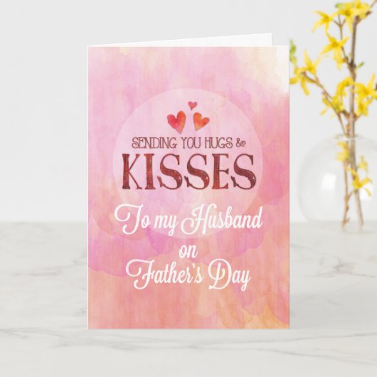 Echtgenoot en vader Vaderdag Sending Hugs and Kiss Kaart (Gele Bloem)