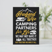 Echtgenoot en vrouw campingpartners bedankkaart (Staand voorkant)