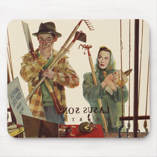 echtgenoot en vrouw met tuinbouwmiddelen muismat (Voorkant)