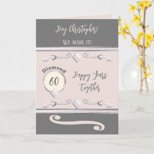 Echtgenoot houdt van je diamant 60ste verjaardag r kaart (Gele Bloem)