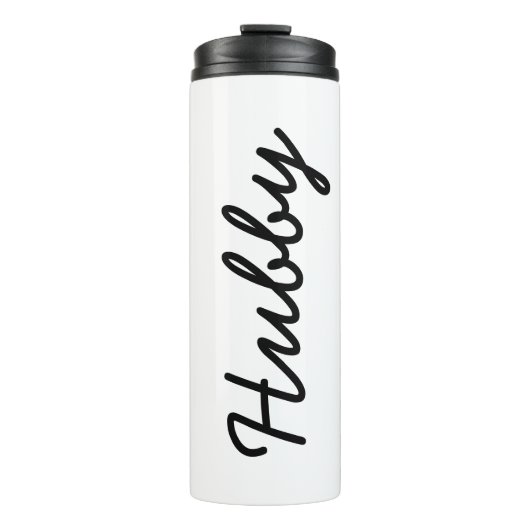 Echtgenoot Hubby Cool Trendy Zwart Wit Eenvoudig Thermosbeker (Voorkant)