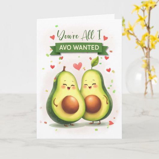 Echtgenoot Jubileum Schattigee avocado woordspelin Kaart (Gele Bloem)